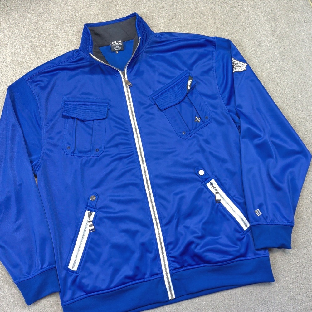Enyce XXL Mens Blue Track Jacket Y2K Sean Combs Co Full Zip Streetwear Retro